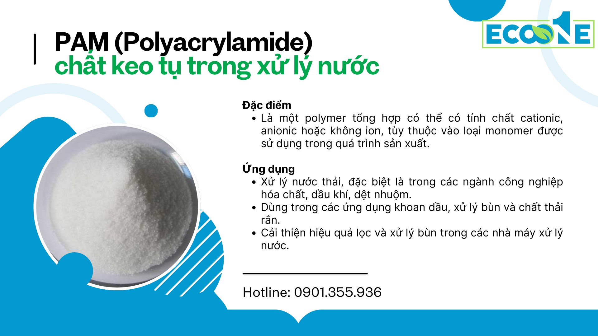 Đặc điểm và ứng dụng của PAM (Polyacrylamide) chất keo tụ trong xử lý nước